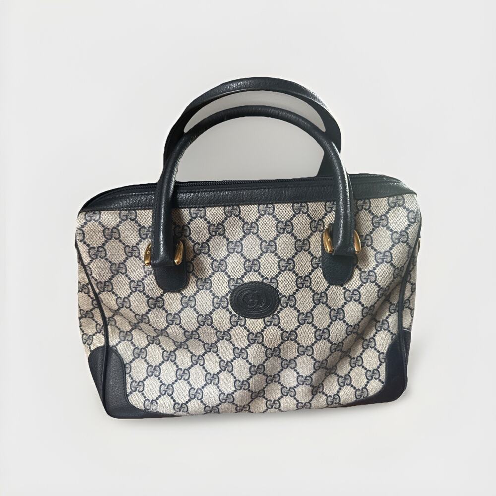 Gucci Micro GG Supreme Boston Bag- Navy